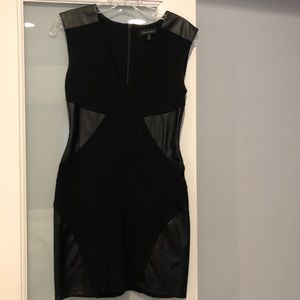 Aritzia Talula Black Dress Faux Leather Inserts